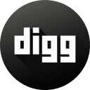 Black white,Circle,Digg,High quality,Long shadow,Social,Social media